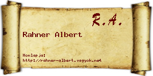 Rahner Albert névjegykártya